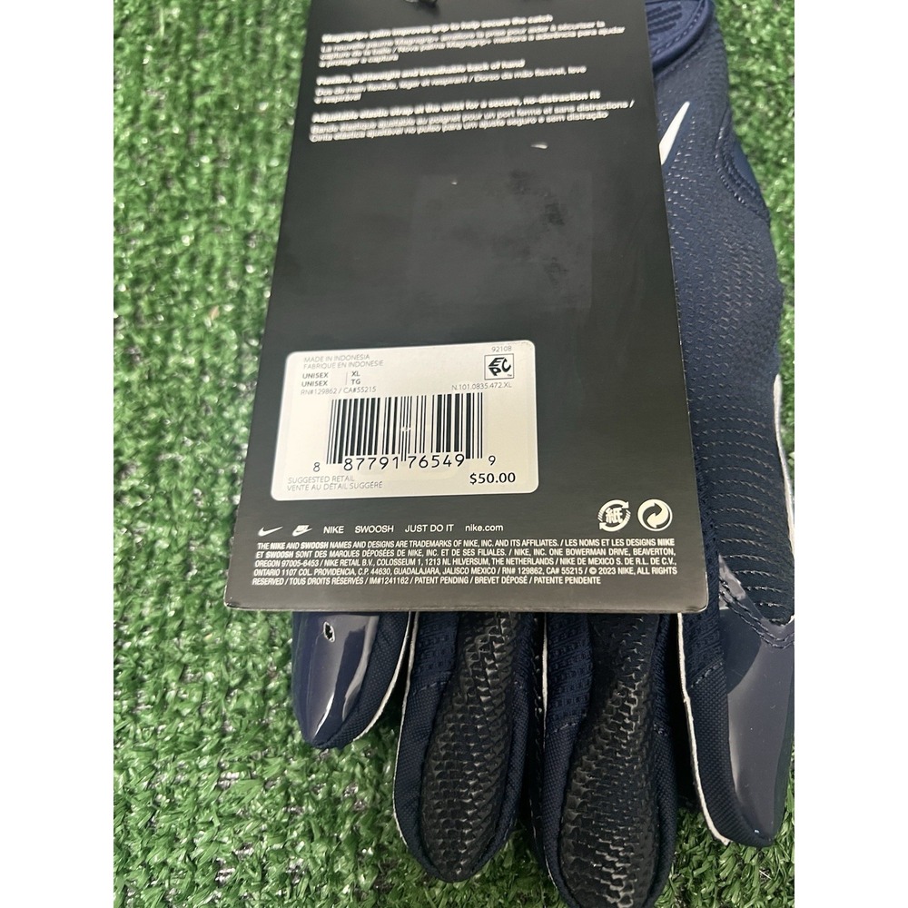 Nike Vapor Jet 8.0 Football Receiver Gloves Adult Size XL Navy White Brand New - Picture 6 of 6